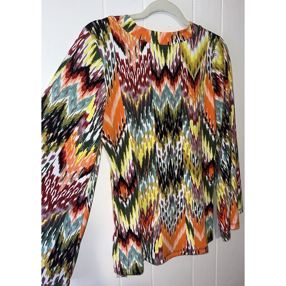 Women's Antthony Originals Multi-Colored Blouse with Wide Bell Sleeves Size XS - Picture 6 of 10